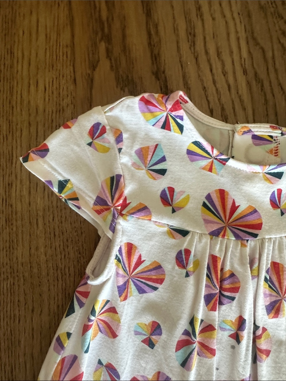 Magnetic me White Heart Print Girls Dress with Rainbow Pinwheel Hearts - Picture 2 of 9